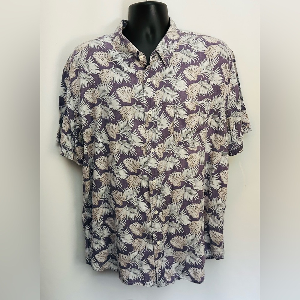 $138 RAILS CARSON Shirt Mens XL Linen Blend Hawaiian Short Sleeve Button Down